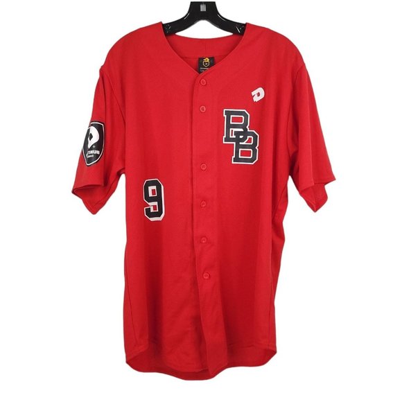DeMarini Baseball Jersey Mens Size L Platinum Squad BB 9 Button Front Red - Picture 3 of 11